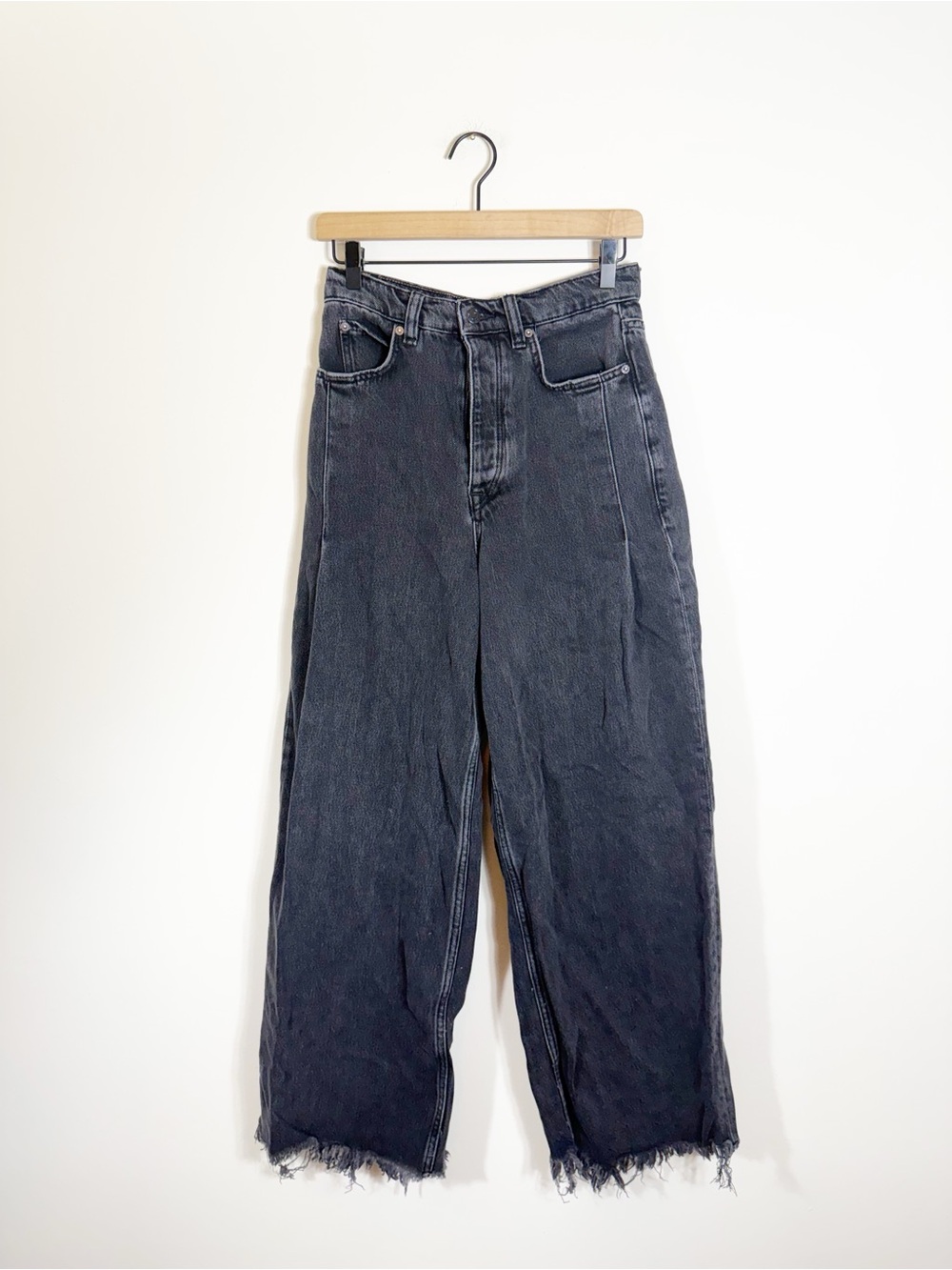 Free People We The Free Old West Slouchy High Rise Wide Leg Jeans Black 27 - Picture 4 of 9
